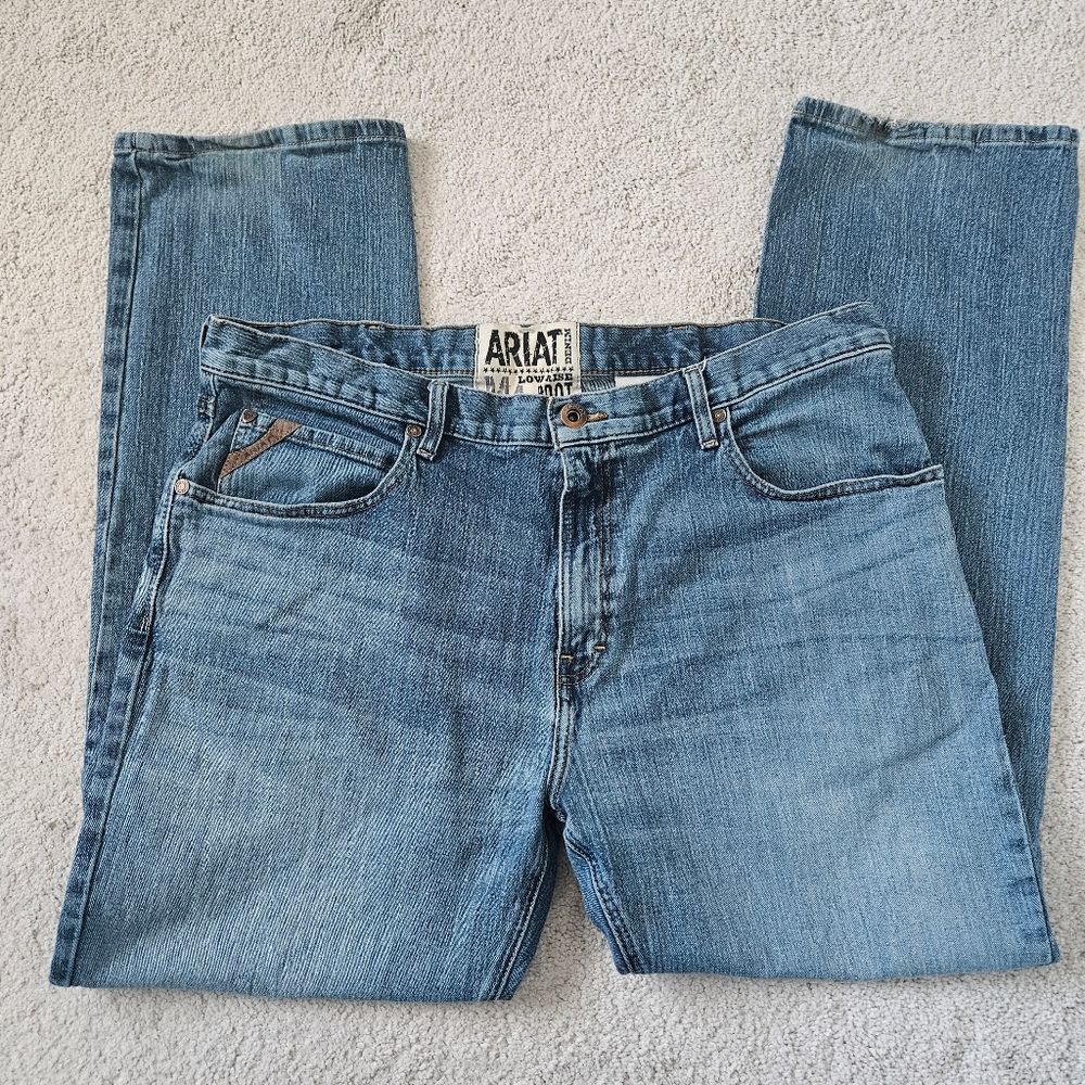 Ariat M4 Boot Low Rise Mens 40 x 32 Blue Denim Jeans Cowboy Western Rodeo Outdoo